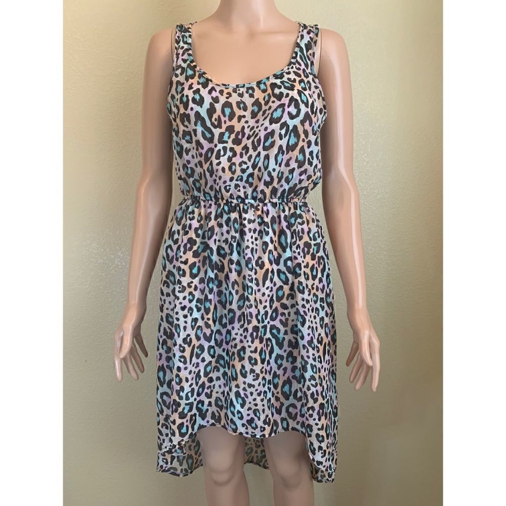 🖤 High low colorful leopard print dress